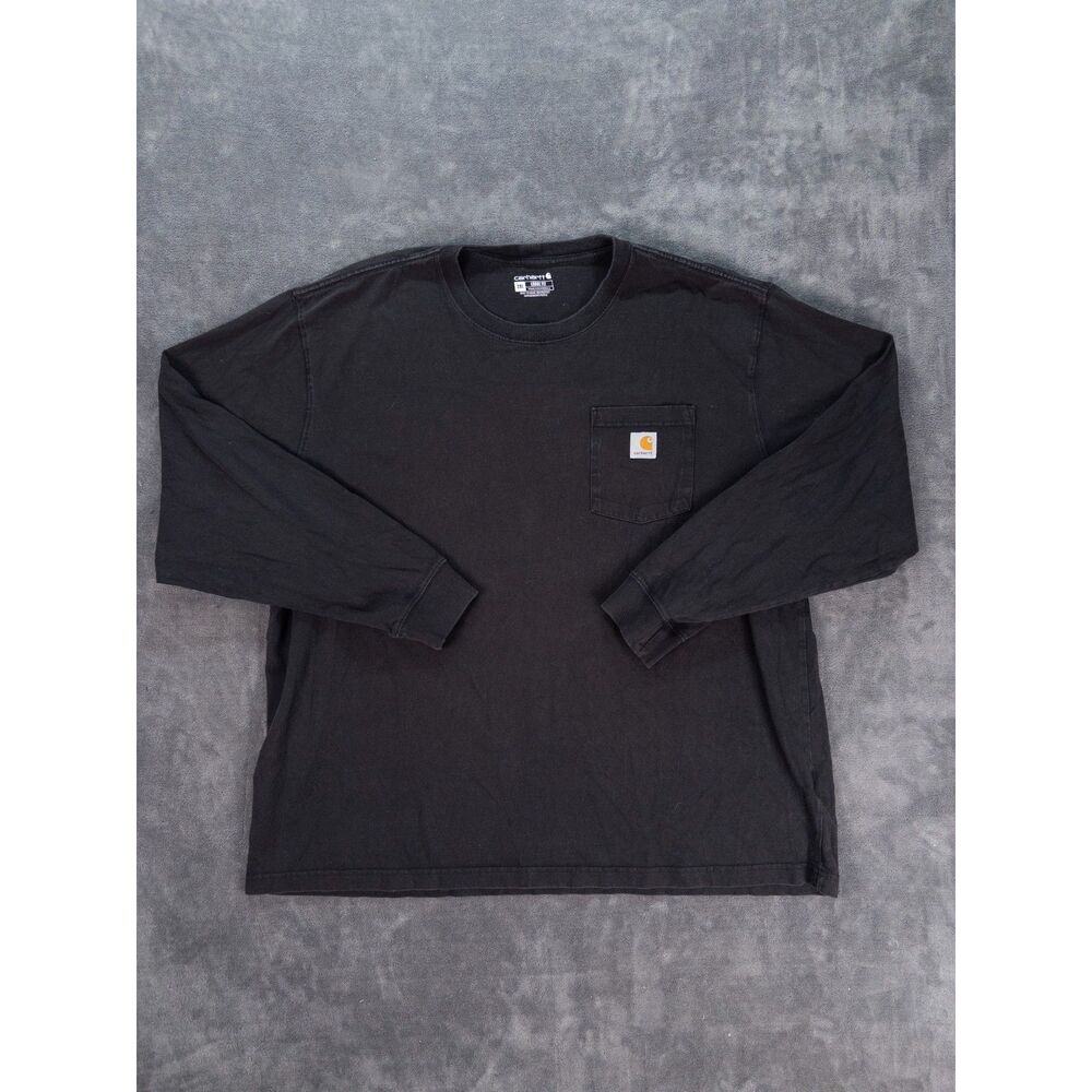 Carhartt Loose Fit Long Sleeve T Shirt Black Mens 2XL Workwear Heavyweight